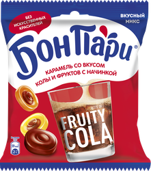 Леденцы БОН ПАРИ с начинкой со вкусом колы и фруктов, 200г, фотография