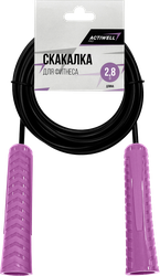 Скакалка для фитнеса ACTIWELL эластичный жгут, длина 2,8 м, черная, бирюзовая, сиреневая, Арт. F210401, фотография