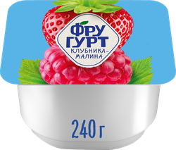 Йогурт ФРУГУРТ Клубника, малина 2%, без змж, 240г, фотография