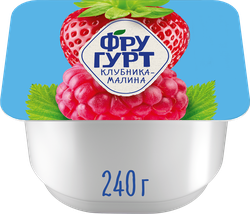 Йогурт ФРУГУРТ Клубника, малина 2%, без змж, 240г, вид