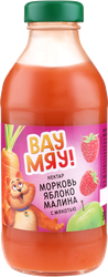 Нектар детский ВАУ МЯУ! Морковь, яблоко, малина, 0.33л, фотография