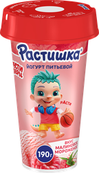 Йогурт питьевой РАСТИШКА со вкусом малинового мороженого 2,8%, без змж, 190г, картинка