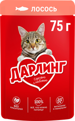 Корм влажный для взрослых кошек ДАРЛИНГ Лосось в подливе, 75г, фотография