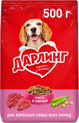 Корм сухой для взрослых собак ДАРЛИНГ с мясом, 500г, вид