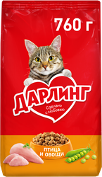 Корм сухой для взрослых кошек ДАРЛИНГ с птицей, 760г, детальное фото