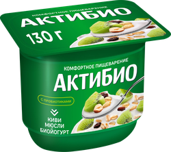 Биойогурт АКТИБИО Киви, мюсли 3%, без змж, 130г, детальное фото