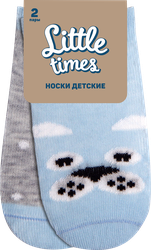 Носки детские LITTLE TIMES р. 6–14, голубой/розовый, серый меланж, Арт. LT-2-BL&nbsp;/LT-2-PI, 2пары, фото