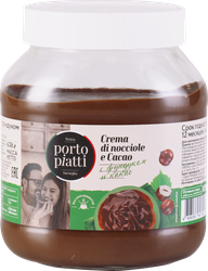 Паста PORTO PIATTI с фундуком и какао, 630г, крупный план