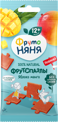 Кусочки фруктово-ягодные ФРУТОНЯНЯ Фрутопазлы, яблоко и манго, с 12 месяцев, 20г, крупный план