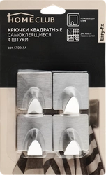 Крючки HOMECLUB Easy-fix самоклеющиеся, квадратные, нержавеющая сталь, 3,5х4см, Арт. ST0065A, 4шт