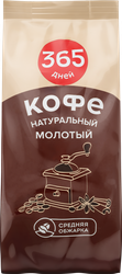 Кофе молотый 365 ДНЕЙ жареный, 100г, крупный план