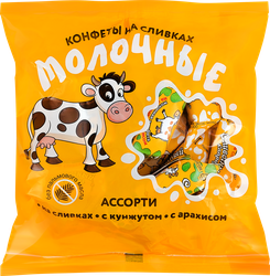 Конфеты молочные СЛИВОЧНЫЙ КАПРИЗ на сливках, в ассортименте, 250г, картинка