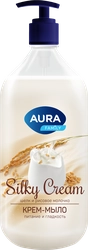 Крем-мыло AURA Silky Cream Шелк и рисовое молочко, 1л