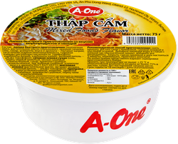 Лапша A-ONE со вкусом морепродуктов и овощей, 75г, детальное фото