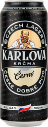 Пиво темное KARLOVA KRCMA Черное фильтрованное пастеризованное 4,4%, 0.5л, крупный план