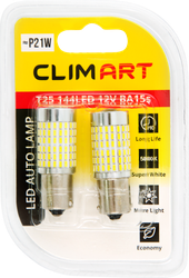 Лампа автомобильная светодиодная CLIM ART T25 144LED 12V BA15s (P21W)/к-т, 2шт, крупный план