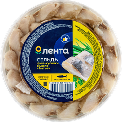 Сельдь ЛЕНТА Матье, филе-кусочки в масле, 400г, фото