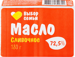 Масло сливочное ВЫБОР СЕМЬИ 72,5%, без змж, 180г, картинка