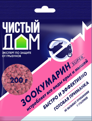 Гранулы от крыс и мышей ЧИСТЫЙ ДОМ Зоокумарин супер, Арт. 03-763, 200г, изображение