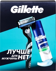 Набор подарочный мужской GILLETTE Mach3 Бритва, 1 сменная кассета+Гель для бритья Алоэ, для чувствительной кожи, 200мл