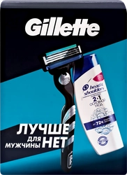 Набор подарочный мужской GILLETTE Mach3 Бритва, 1 сменная кассета+Шампунь HEAD&SHOULDERS Основной уход, против перхоти, 200мл