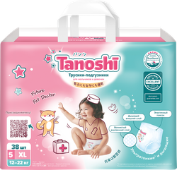 Подгузники-трусики TANOSHI XL 12–22кг, 38шт, фото