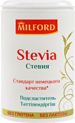 Подсластитель MILFORD с экстрактом стевии, в таблетках 370шт, 23г, картинка