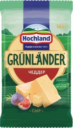 Сыр полутвердый HOCHLAND Grunlander Чеддер 50%, без змж, 180г