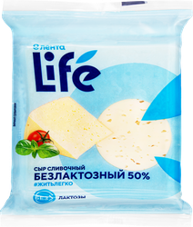 Сыр ЛЕНТА LIFE Сливочный безлактозный 50%, без змж, 180г, детальное фото