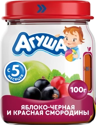 Пюре фруктово-ягодное АГУША Яблоко, черная и красная смородина, с 5 месяцев, 100г