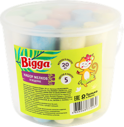 Игрушка BIGGA Цветной мел в ведерке, Арт. 2205K0100, 20шт, детальное фото