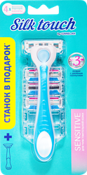 Кассеты для станка женский CARELAX Silk touch, +ручка в подарок, 4шт, изображение