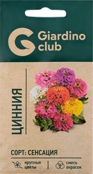 Семена GIARDINO CLUB Цинния Сенсация, смесь, 0,3г