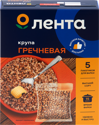 Крупа гречневая ЛЕНТА в пакетиках, 5х80г, фотография