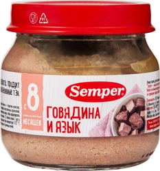 Пюре мясное SEMPER Говядина с языком, с 8 месяцев, 80г