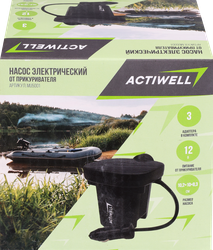 Насос электрический от прикуривателя ACTIWELL/ECIPPO 10,2х10х8,3см с тремя насадками 12B, Арт. MU5001, фото