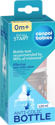 Бутылочка для кормления CANPOL BABIES EasyStart 120мл, антиколиковая с широким горлышком, с 0 месяцев, в ассортименте, Арт. 35/216_blu, 35/216_pin, картинка
