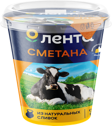 Сметана ЛЕНТА 20%, без змж, 300г, изображение