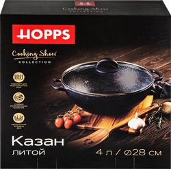 Казан HOPPS Cooking Show, стеклянная крышка, литой, антипригарное покрытие, индукция, 4л, Арт. HKn2841ID