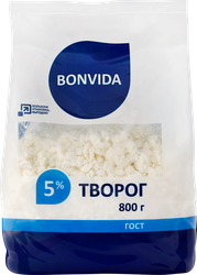 Творог BONVIDA 5%, без змж, 800г, фотография