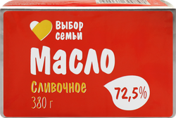 Масло сливочное ВЫБОР СЕМЬИ 72,5%, без змж, 380г, фото