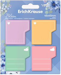 Закладки ERICHKRAUSE Pastel bloom клейкие бумажные, 4,5х4,5см, 80 листов, 4 цвета, Арт. 61771, вид