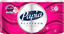 Бумага туалетная PAPIA Platinum 5-слоев, 8шт, крупный план