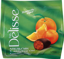 Конфеты DELISSE апельсин с абрикосом, глазированные, 100г, крупный план