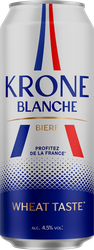 Напиток пивной KRONE BLANCHE BIERE пастеризованный 4,5%, 0.45л, фото