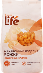 Макароны безглютеновые ЛЕНТА LIFE Рожки, из кукурузной муки с добавлением амарантовой муки, 250г, изображение