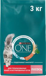 Корм сухой для кошек PURINA ONE Лосось, для стерилизованных, 3кг, изображение