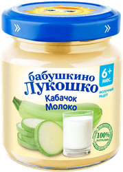 Пюре овощное БАБУШКИНО ЛУКОШКО Кабачки, с молоком, с 6 месяцев, 100г, детальное фото