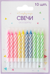 Свечи праздничные ПАКЕТИКО Happy Birthday разноцветные, 6,5см, вид