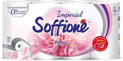 Туалетная бумага SOFFIONE Imperial Peony 4-слоя с ароматом пионов, 8шт, детальное фото